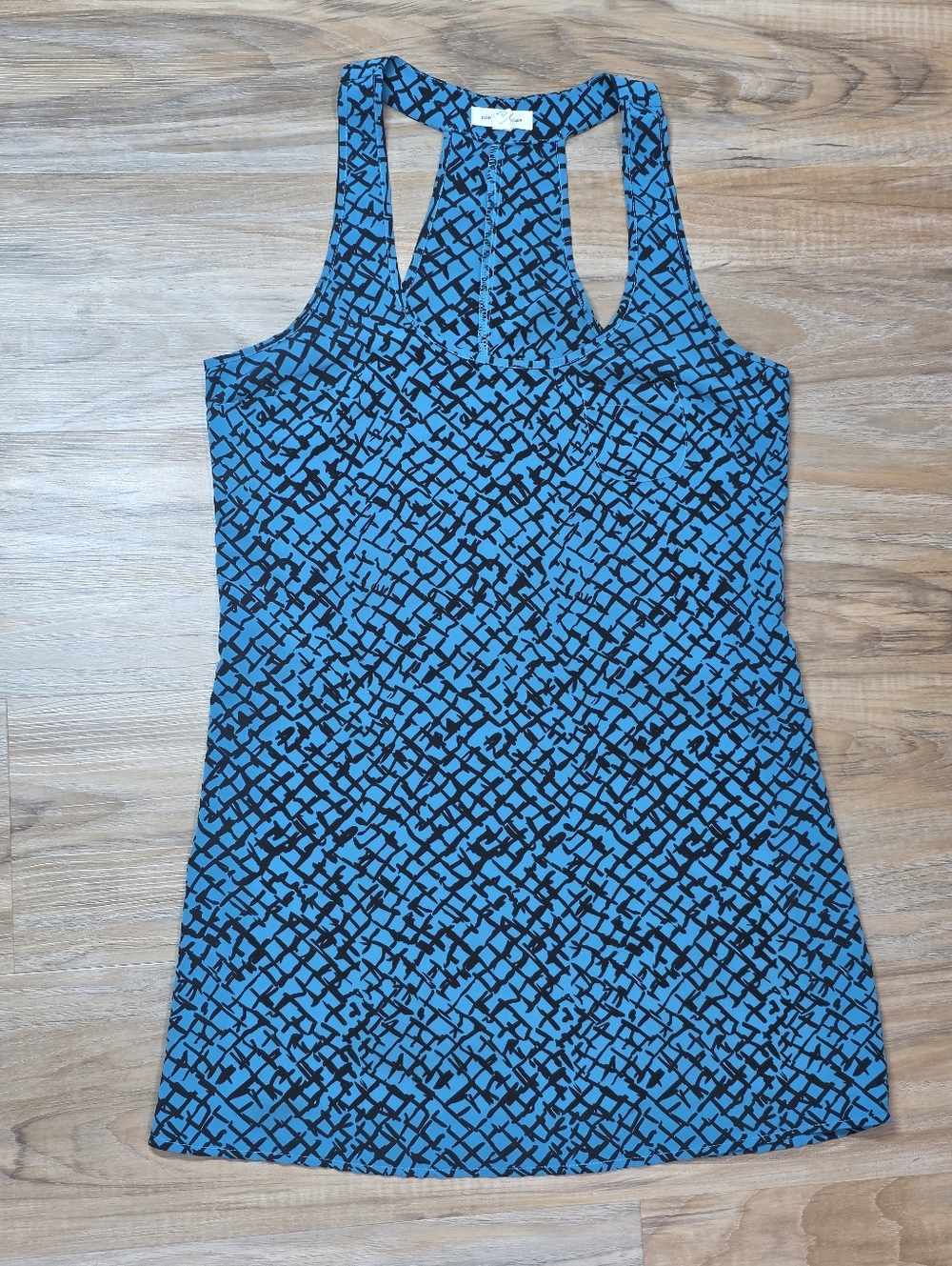 🔺️Silence + Noise Turquoise & Black Geometric Sleeveless Dress XSmall